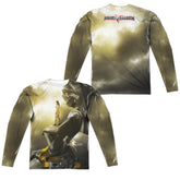 Mighty Morphin Power Rangers Yellow Zord Poster (Front/Back Print) Men's Regular Fit Polyester Long-Sleeve T-Shirt