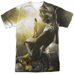 Mighty Morphin Power Rangers Yellow Zord Poster Men's Regular Fit Polyester Short-Sleeve T-Shirt