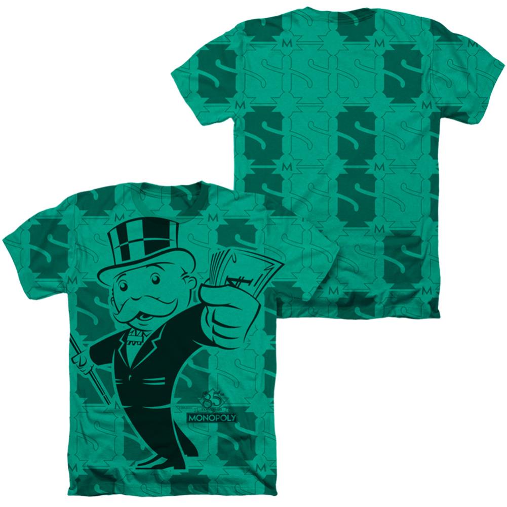 Monopoly Money Money Money (Front/Back Print) Men's 30/1 Cotton Poly SS Heather T
