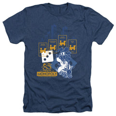 Monopoly The True Railroad Tycoon Men's 30/1 Heather 60 40 Poly Short-Sleeve T-Shirt