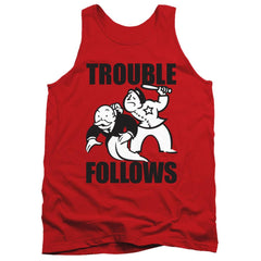 Monopoly Trouble Follows Evergreen Men's 18/1 Cotton Tank Top
