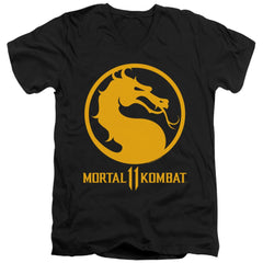 Mortal Kombat 11 Dragon Logo Men's 30/1 Cotton Slim V-Neck T-Shirt
