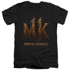 Mortal Kombat 11 Mk11 Lava Men's 30/1 Cotton Slim V-Neck T-Shirt