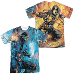 Mortal Kombat Kombat Comic (Front/Back Print) Men's Regular Fit Polyester Short-Sleeve T-Shirt