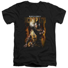 Mortal Kombat Scorpion Men's 30/1 Cotton Slim V-Neck T-Shirt