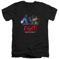 Mortal Kombat X Fight Men's 30/1 Cotton Slim V-Neck T-Shirt