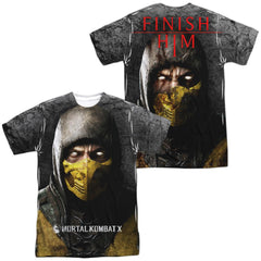 Mortal Kombat X Finish Him (Front/Back Print) Men's Regular Fit Polyester Short-Sleeve T-Shirt