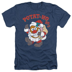 Mr. Potato Head Ho Ho Ho Men's 30/1 Heather 60 40 Poly Short-Sleeve T-Shirt