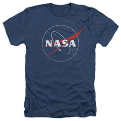 NASA Distressed Logo Men's 30/1 Heather 60 40 Poly Short-Sleeve T-Shirt