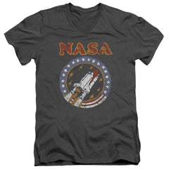 NASA Retro Shuttle Men's 30/1 Cotton Slim V-Neck T-Shirt