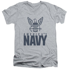 Navy Eagle Logo Men's 30/1 Cotton Slim V-Neck T-Shirt
