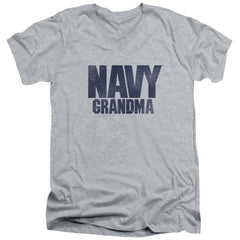 Navy Grandma Men's 30/1 Cotton Slim V-Neck T-Shirt