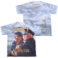 Navy Long Gaze (Front/Back Print) Youth Regular Fit Poly Short-Sleeve T-Shirt