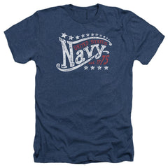 Navy Stars Men's 30/1 Heather 60 40 Poly Short-Sleeve T-Shirt