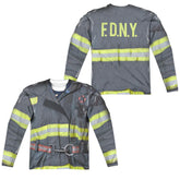 New York City FDNY Uniform (Front/Back Print) Men's Regular Fit Polyester Long-Sleeve T-Shirt