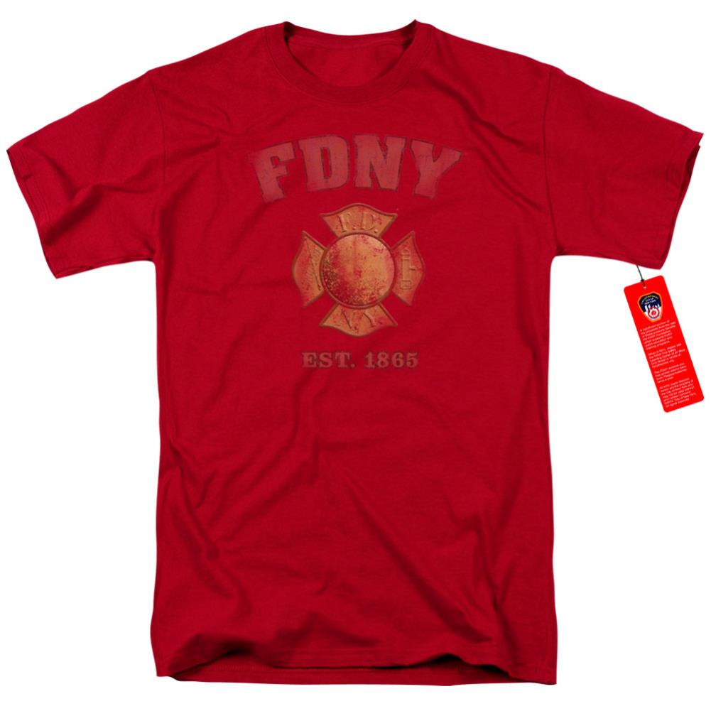 New York City FDNY Vintage Badge Men's 18/1 Cotton Short-Sleeve T-Shirt