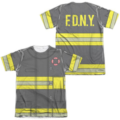New York City Firefighter Uniform (Front/Back Print) Men's Regular Fit Poly Cotton Short-Sleeve T-Shirt