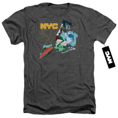 New York City Five Boroughs Men's 30/1 Heather 60 40 Poly Short-Sleeve T-Shirt