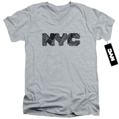 New York City NYC Map Fill Men's 30/1 Cotton Slim V-Neck T-Shirt