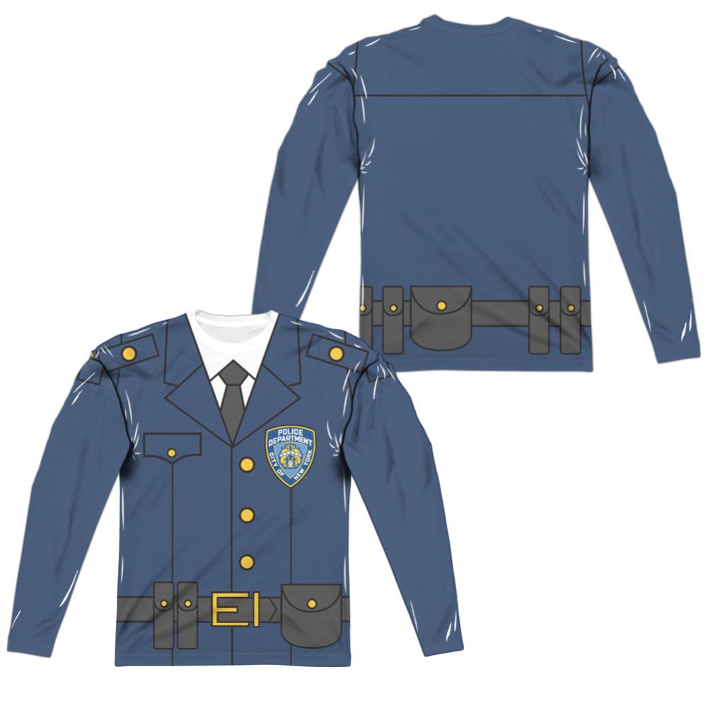 New York City Police Uniform (Front/Back Print) Men's Regular Fit Polyester Long-Sleeve T-Shirt