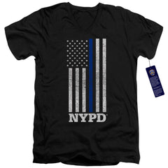 New York City Thin Blue Line Men's 30/1 Cotton Slim V-Neck T-Shirt