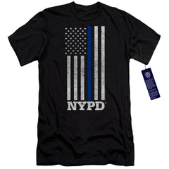 New York City Thin Blue Line Men's Ultra-Soft 30/1 Cotton Slim Short-Sleeve T-Shirt