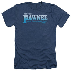 Parks And Recreation Pawnee Men's 30/1 Heather 60 40 Poly Short-Sleeve T-Shirt