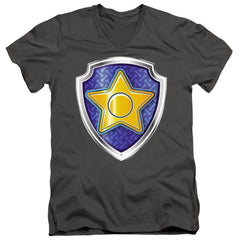 Paw Patrol Chase Badge Men's 30/1 Cotton Slim V-Neck T-Shirt