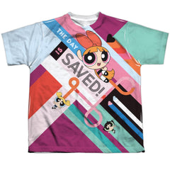 Powerpuff GirLong-Sleeve T-Shirthe Day Is Saved Youth Regular Fit Poly Short-Sleeve T-Shirt