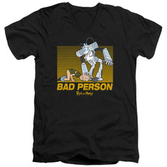 Rick And Morty Bad Person Men's 30/1 Cotton Slim V-Neck T-Shirt