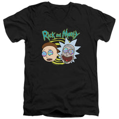Rick And Morty Blown Minds Men's 30/1 Cotton Slim V-Neck T-Shirt