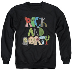 Rick And Morty Illustrated Logo Men's Crewneck 50 50 Poly Long-Sleeve T-Shirt