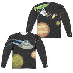 Rick And Morty Rick And Morty In Space Men's Regular Fit Polyester Long-Sleeve T-Shirt