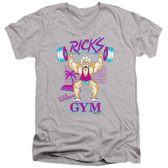 Rick And Morty Rick's Gym Men's 30/1 Cotton Slim V-Neck T-Shirt