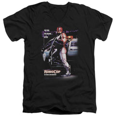 Robocop Poster Men's 30/1 Cotton Slim V-Neck T-Shirt