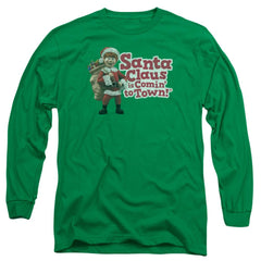 Santa Claus Is Comin To Town Santa Logo Men's 18/1 Cotton Long-Sleeve T-Shirt