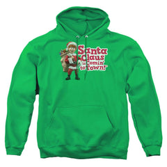 Santa Claus Is Comin To Town Santa Logo Men's Pull-Over 75 25 Poly Hoodie