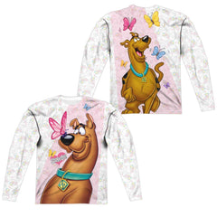Scooby-Doo Butterfly (Front/Back Print) Men's Regular Fit Polyester Long-Sleeve T-Shirt