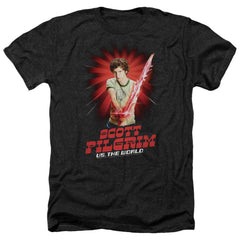 Scott Pilgrim VS. The World Super Sword Men's 30/1 Heather 60 40 Poly Short-Sleeve T-Shirt