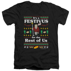 Seinfeld Festive Festivus Men's 30/1 Cotton Slim V-Neck T-Shirt