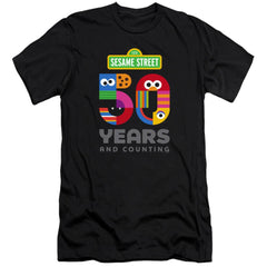 Sesame Street 50 Years Logo Men's Ultra-Soft 30/1 Cotton Slim Short-Sleeve T-Shirt