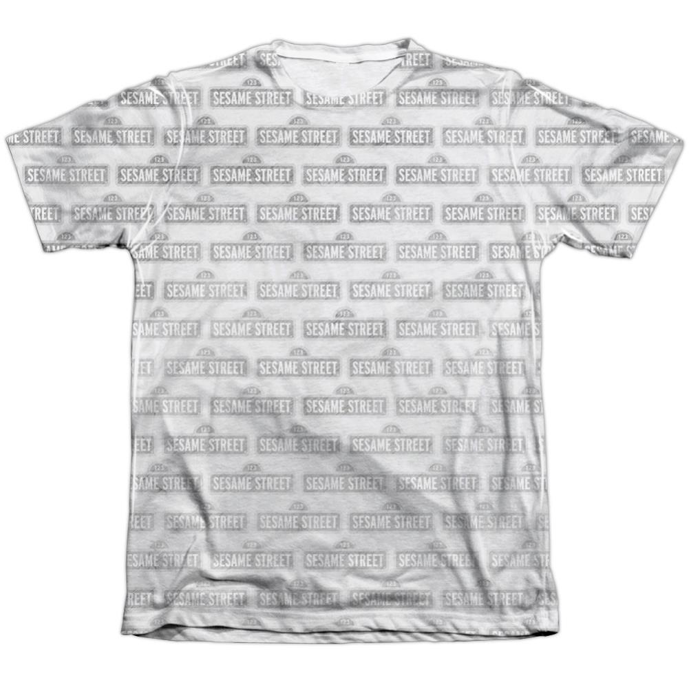 Sesame Street Bw Pattern Men's Regular Fit Poly Cotton Short-Sleeve T-Shirt