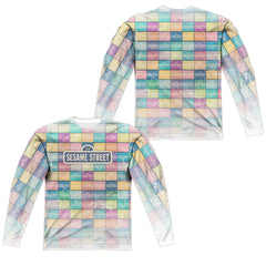 Sesame Street Color Block (Front/Back Print) Men's Regular Fit Polyester Long-Sleeve T-Shirt
