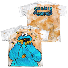 Sesame Street Cookie Crumbs (Front/Back Print) Youth Regular Fit Poly Short-Sleeve T-Shirt