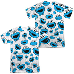 Sesame Street Cookie Face Pattern (Front/Back Print) Men's Regular Fit Polyester Short-Sleeve T-Shirt