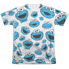 Sesame Street Cookie Face Pattern Men's Regular Fit Poly Cotton Short-Sleeve T-Shirt