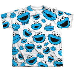 Sesame Street Cookie Face Pattern Youth Regular Fit Poly Short-Sleeve T-Shirt