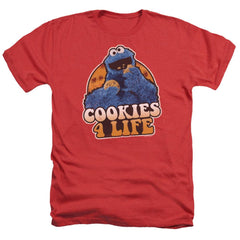 Sesame Street Cookies 4 Life Men's 30/1 Heather 60 40 Poly Short-Sleeve T-Shirt