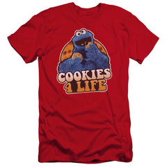 Sesame Street Cookies 4 Life Men's Ultra-Soft 30/1 Cotton Slim Short-Sleeve T-Shirt