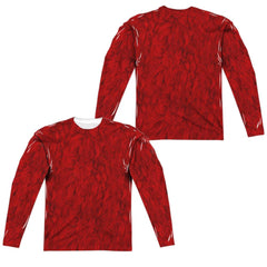 Sesame Street Elmo Costume (Front/Back Print) Men's Regular Fit Polyester Long-Sleeve T-Shirt
